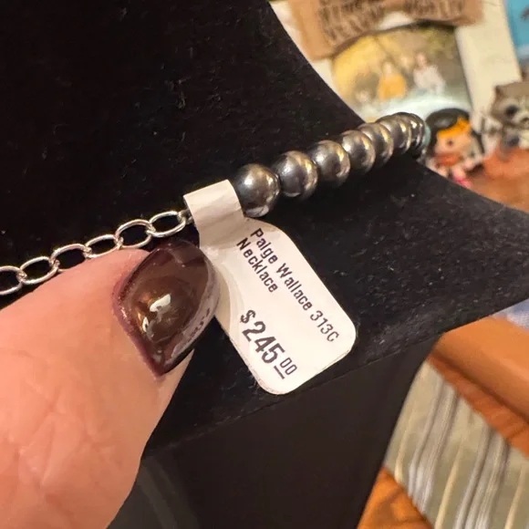 NWT Paige Wallace Turquoise Bead, Squash Blossom, Desert Pearl 925 Necklace - Picture 3 of 7